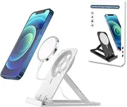 Wireless Charger Stand Desktop Cell Phone Stand Magnetic Fast Charger Mount Foldable Mobile Phone Accessories for Magsafe Charger. (White)