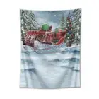 Snow Red Wagon Tree 3D Wall Hang Cloth Tapestry Fabric Decorations Decor