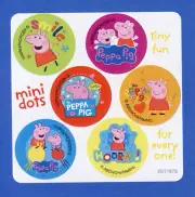 90 Peppa Pig Mini Dot Stickers - Party Favors - Rewards