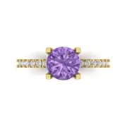 1.6 Round Alexandrite Stone Promise Bridal Wedding Designer Ring 14k Yellow Gold