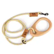 Hands-Free Waist Dog Leash with Adjustable Wooden Handle – Durable Braided Co...