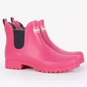 BARBOUR Wilton Womens Chelsea Rain Boot In Pink Dahlia Size 7