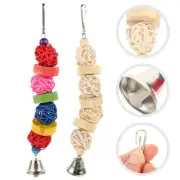 2 Pcs Pet Toys Bird Chew Chewing for Parakeets Wood Parrot Biting