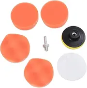 Anneome 6pcs Woolen Buffer Wave Polishing Buffing Pads Kit with Drill Adapter for Car Detailing High Gloss Finish Compatible with Pneumatic and Electric Polishers