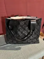 Victoria’s Secret Logo Mesh Tote Weekender Bag Black 12 x 16 Inches