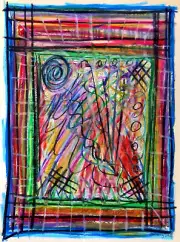 DREAM DRAWING: Original 1/1 Art, Oil Pastel On Printed Paper Psychedelic Rainbow