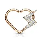 Piercing Ear Cartilage Daith Ring Heart Gold Plated Pink Lightning