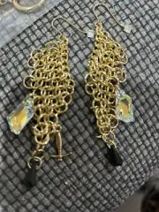 Disney Couture Snow White Pick Axe Crystal Drop Earrings