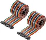 uxcell 2Pcs Flat Ribbon Cable 2.54mm Pitch 26 Pin Female to Female Rainbow IDC Flat Ribbon Wire Connector 118cm Length Wires