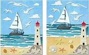 Maritime Sailboat Lighthous Seagull Metal Cutting Dies for Card Making, Paper Embossing Die Cuts Kit Templates, Storage Pockets Supplies, Photo Frame Album DIY Scrapbooking Stencils Sets