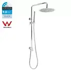 Round Chrome Double 10'' Rain Shower Head Set System 2 In 1 Sliding Rail Arm