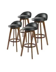 [La Bella] 4 Set Wooden Bar Stool Leila Dining Chairs 72cm in Black Brown
