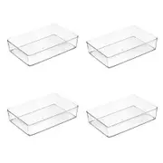 4 Pack Stackable Pantry Organizer Bins,for Kitchen, Freezer, Countertops, Cabinets - Plastic Food Storage Container with Handles for Home and Office 29.8*20*6.2 CM