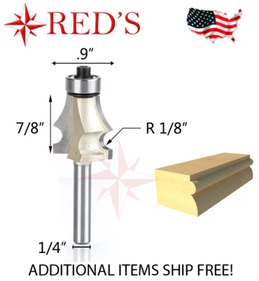 Tideway Carbide Pro LC09070404 drawing line 1/4" bead 1/4" shank router bit