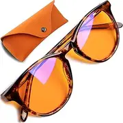 Orange Blue Light Blocking Glasses for Better Sleep - 99.5% Blue Light Glasses for Women Men - Amber Orange Blue Blocker Glasses - Migraine Glasses - Gaming Glasses - fl 41 Light Sensitivity Blockers