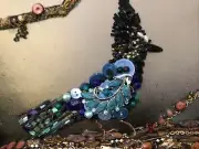 Vintage Jewelry Art, Blue Jay, Bracelets, Brooches, Necklaces, Framed