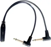 DHSKZRMJ Gold Plated 6.35mm TS 2-Pole Mono Female to 2 x 1/4" 6.35mm TS Mono Male Right Angle Audio Splitter Cable 33cm