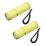 9 LED Glow in Dark Flashlights, 2 Pcs Mini Aluminum Flashlight, Yellow