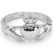 Classic Claddagh Ring Crafted In Solid 14k White Gold From Gems Of Zodiac