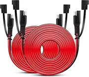 Nilight 2PCS 12FT SAE Extension Cable - DC Extension Cord 16AWG 2 Pin Wire Harness With 12V-24V Quick Connect/Disconnect Connector and Dust Cap (50037R-B)