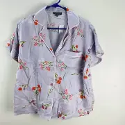 Top shop Purple Floral Pajama Top Button Up Women’s 6 Cottagecore Retro NWT