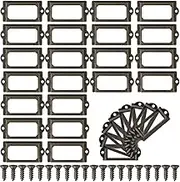 30 Pieces Metal Tag Frame, Vintage Tag Holder, Card Label Holder, Furniture Drawer Cabinet Card Holder with Screws, for Cabinets, Boxes, Shelf, Drawer, Wine Cellar and House Decoration