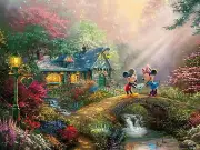 DISNEY THOMAS KINKADE 750 PC PUZZLE: MICKEY & MINNIE, SWEETHEART BRIDGE