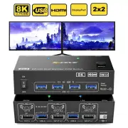 HDMI KVM Switch Dual Monitor 8K@60Hz USB 3.0 KVM Switcher 2x2 for 2 Computers