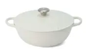 Le Creuset Marmite Olive Branch Relief 28cm Soup Pot White Free Shipping NEW