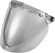 X AUTOHAUX 1pc Universal Helmet Wind Shield - Motorcycle Helmet Visor Replacement Anti-UV - Resin Brown,Silver Tone