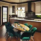 Oval Shapes Epoxy Resin Dining Table Handmade Wooden Live Edge Living Room Decor