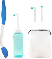 Foldable Toilet Aids Set for Wiping - 2PC Personal Hygiene Kit with Collapsible Butt Wiper & Dual-Nozzle Peri Bottle, for Post-Surgery Recovery, Elderly, Overweight, Mobility Challenges and Travel