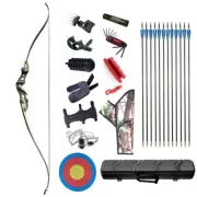 Recurve Bow Set Archery Takedown 60Inch RH Target & Hunting