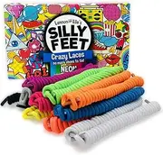 [Silly Feet] No Tie Shoelaces Kids Shoe Laces Curly Twisty Elastic Shoe Strings Children Toddler Laces 10 Pairs