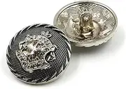 10PCS Clothes Buttons - Fashion Sewing Button Round Shaped Metal Button Set for Men Women Blazer, Coat, Uniform, Shirt, Suit and Jacket (Silver, 25mm)
