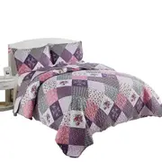 Patchwork Floral Bedspread Set Quilted Queen Size Bed Pillowcase Pattern 118