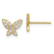 Madi K Kid's Earrings 14K Yellow Gold Butterfly White Cubic Zirconia