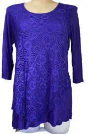 TS Taking Shape Plus Sz 14 XS Purple Crinkle High Note Top Stretch Layered NWT