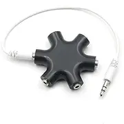 Angoily Headphone Splitter 3.5mm 6 Way Adapter Connect 5 Headphones Auxiliary Cable for Tablets Mp3 Players