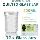 12x Quilted Air Tight Glass Storage Jar Small Mason Wide Bottle Food Spice Bulk