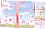 100 Pcs Watercolor Pink Baby Girls Window Decals Bow Stickers for Glass
