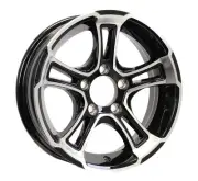 eCustomrim Two Aluminum Trailer Wheels 15X6 15 Inch Rim Black Machined 5 Lug