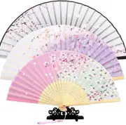 3 Pieces Silk Handheld Floral Folding Fans Hand Held Fans Chinese Style Fan
