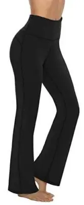 Women's Bootcut Yoga Pants with Pockets, High Waist Workout X-Large Black