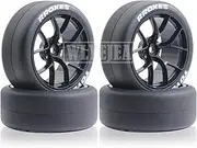 1/10 RC Drift Wheels Y-Type Hard Plastic Wheel Hub 12mm Hex 65mm Rubber Tires Compatible for 1/10 On-Road RC Drift Drifting Car Traxxas HSP Tamiya Kyosho Himoto HPI Redcat(4PCS)