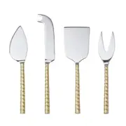 4pc Davis & Waddell Twisted Handle Butter/Cheese/Pate Knife Set 18x5cm GLD/SLVR