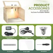 Wooden Brooder Box for Chicks Starter Kit with Heat Lamp,Thermometer,Perch,Te...