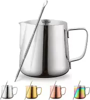 Milk Frothing Pitcher 12Oz - 350Ml, Stainless Steel Espresso Steaming Pitchers