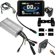 36V 48V 750W KT 25A Electric Bicycle 9 PIN Brushless Motor Controller Sine Wave, Waterproof LCD8HUP Controller Display Panel TT009 Thumb Throttle 1T4 Wire Kit Modification for E-Bike Electric Bike