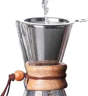 Metal Coffee Filter | Coffee Cone Pour Over Stainless Steel - Slow Drip, Double Layer Fine Mesh Strainer, Makes 1-2 Cups of